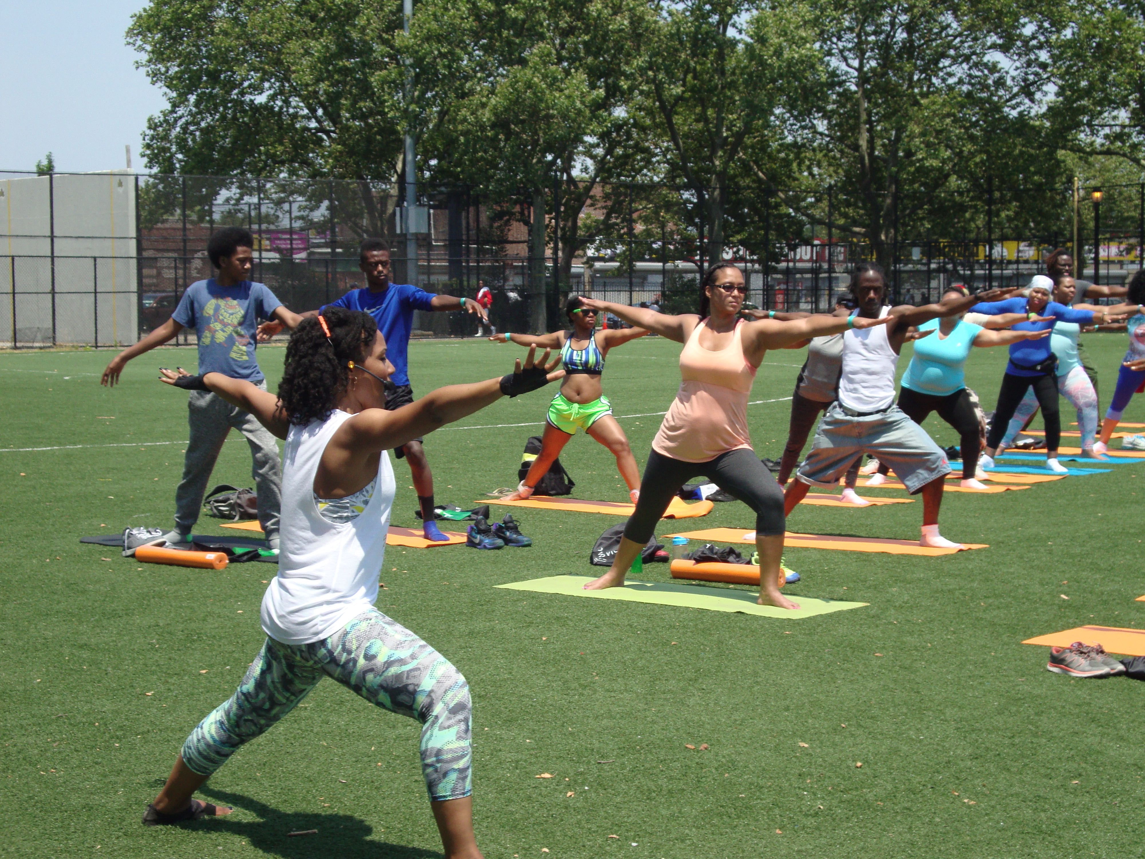 Warrior II pose - Breathe Brownsville Brooklyn Yoga Festival